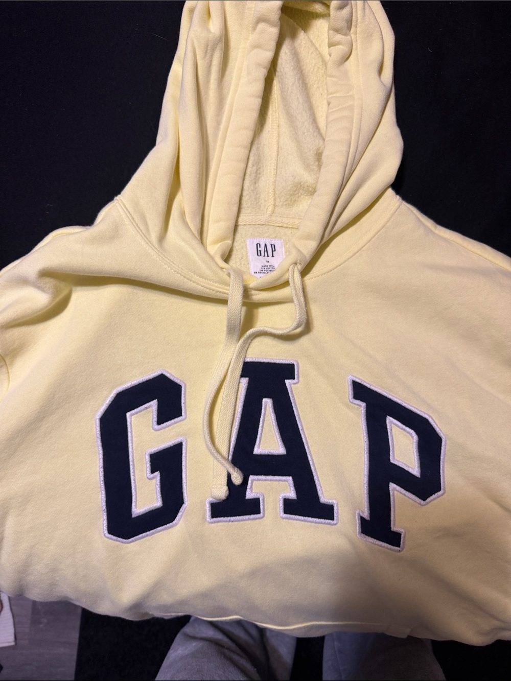 GAP Pale Yellow Hoodie with Navy Logo